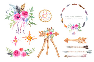 Watercolor Cliparts Native Kit