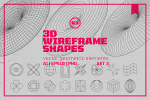 3D Wireframe Shapes | set 3