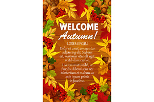 Autumn Vector Maple Leaf Foliage, Rowanbery Poster