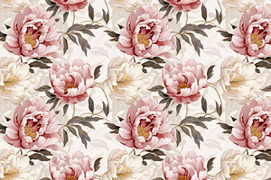 Peony Painting Seamless Pattern