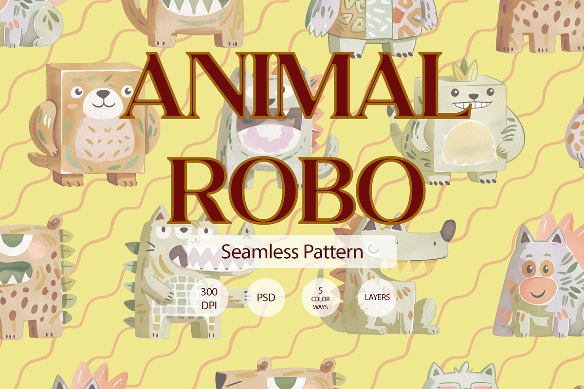 ANIMAL - ROBO, a Pattern Graphic by rumacorakstudio (Photo 1 of 6)