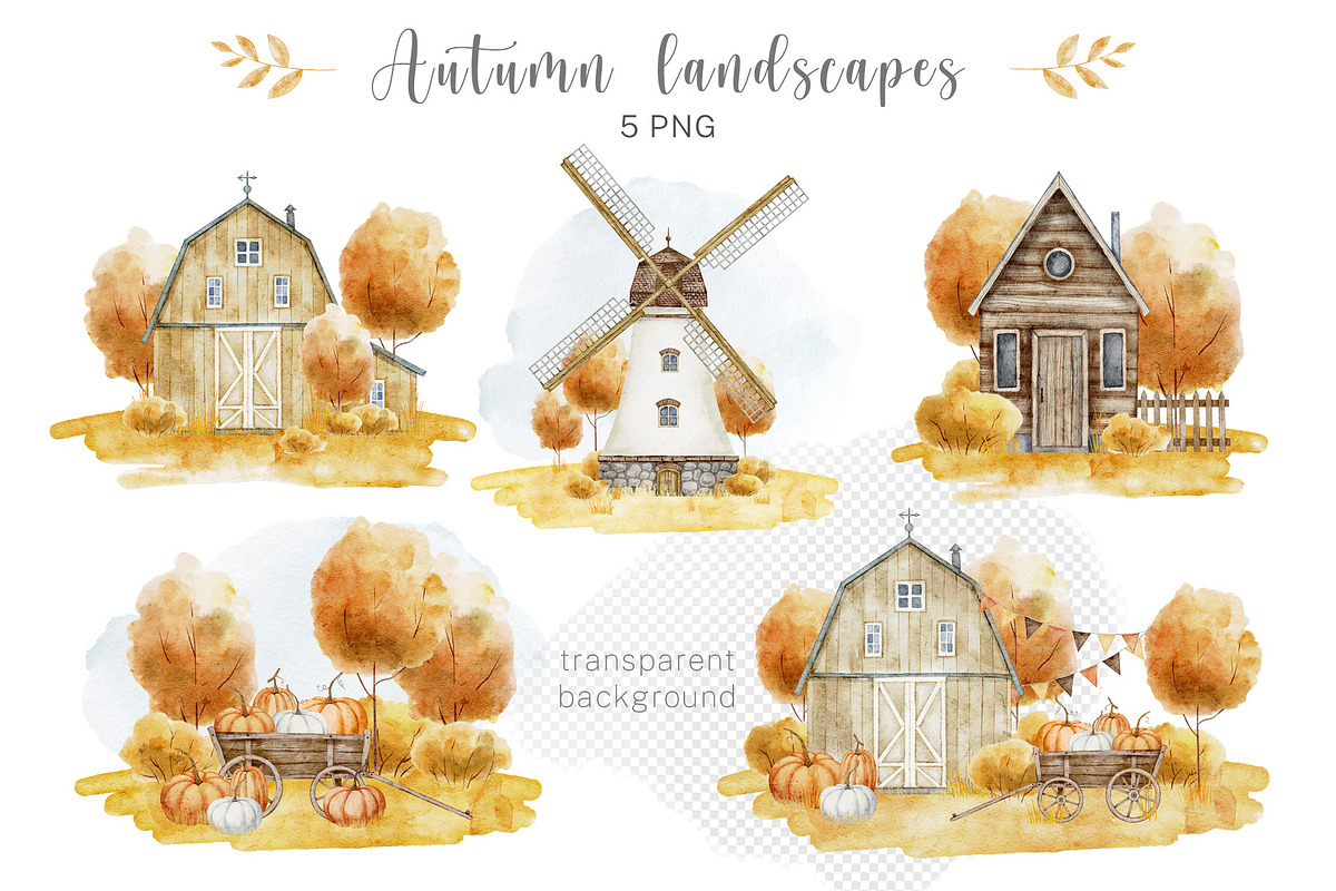Autumn rustic watercolor - Fall set, an Illustration by Alisles (Photo 3 of 12)