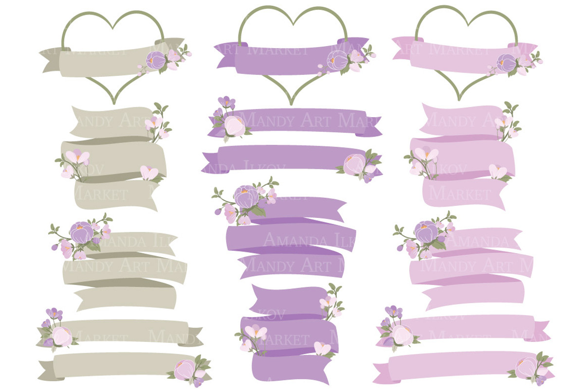 Lavender Flower Heart Clipart, an Illustration by Amanda Ilkov (Photo 4 of 5)