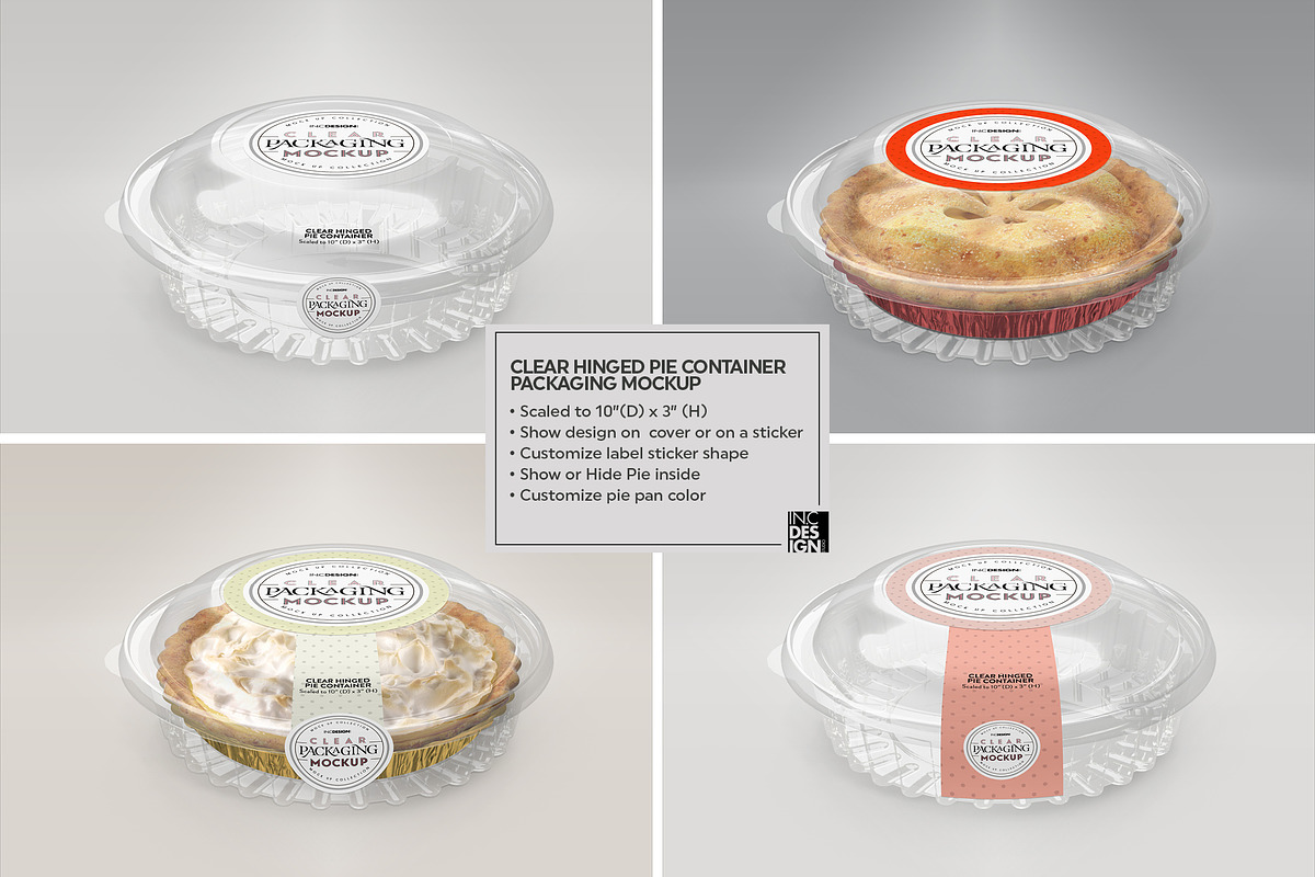 Clear Hinged Pie Container Mockup, a Cups & Container Mockup by INCDesign (Photo 3 of 8)