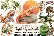 Watercolor Reptile Clipart Bundle, an Illustration by Craft Nest (Thumbnail 1 of 6)