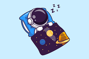 Cute Astronaut Sleeping With Space