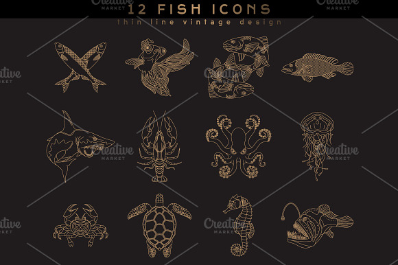 12 Fish Icons