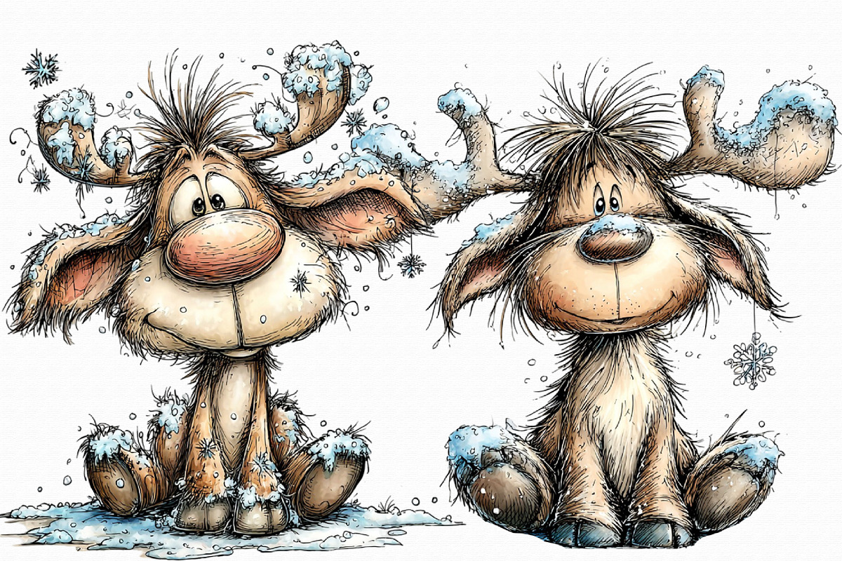 Whimsical Funny Reindeer Clipart, an Illustration by Libby Wishes (Photo 5 of 7)