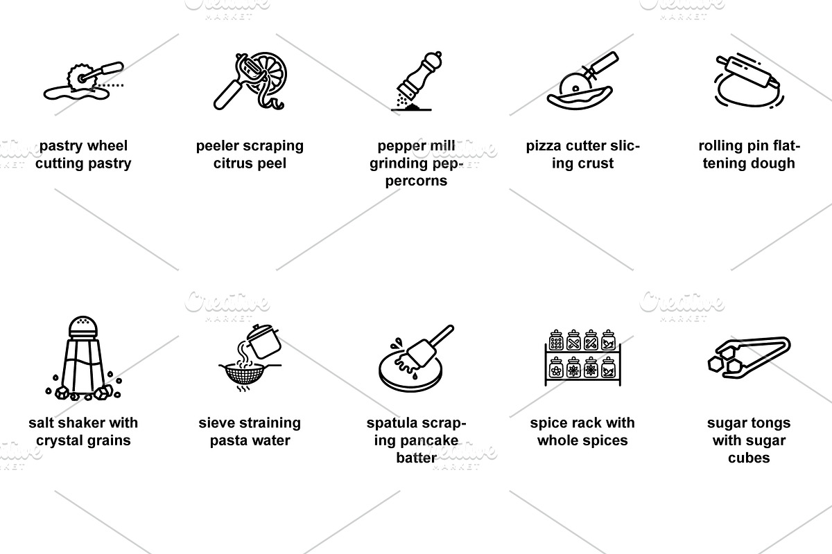 Culinary tools Icon Set 45 pcs, an Outline Icon by Nurlan's shop (Photo 2 of 6)