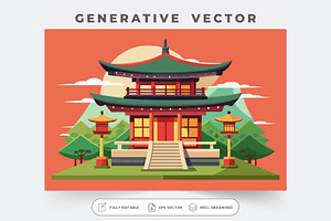A colorful depiction of a Japanese t, a Graphic by SouravDesign