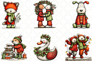 Whimsical Christmas Animal Clipart, an Illustration by Black Bird Studio (Thumbnail 3 of 6)