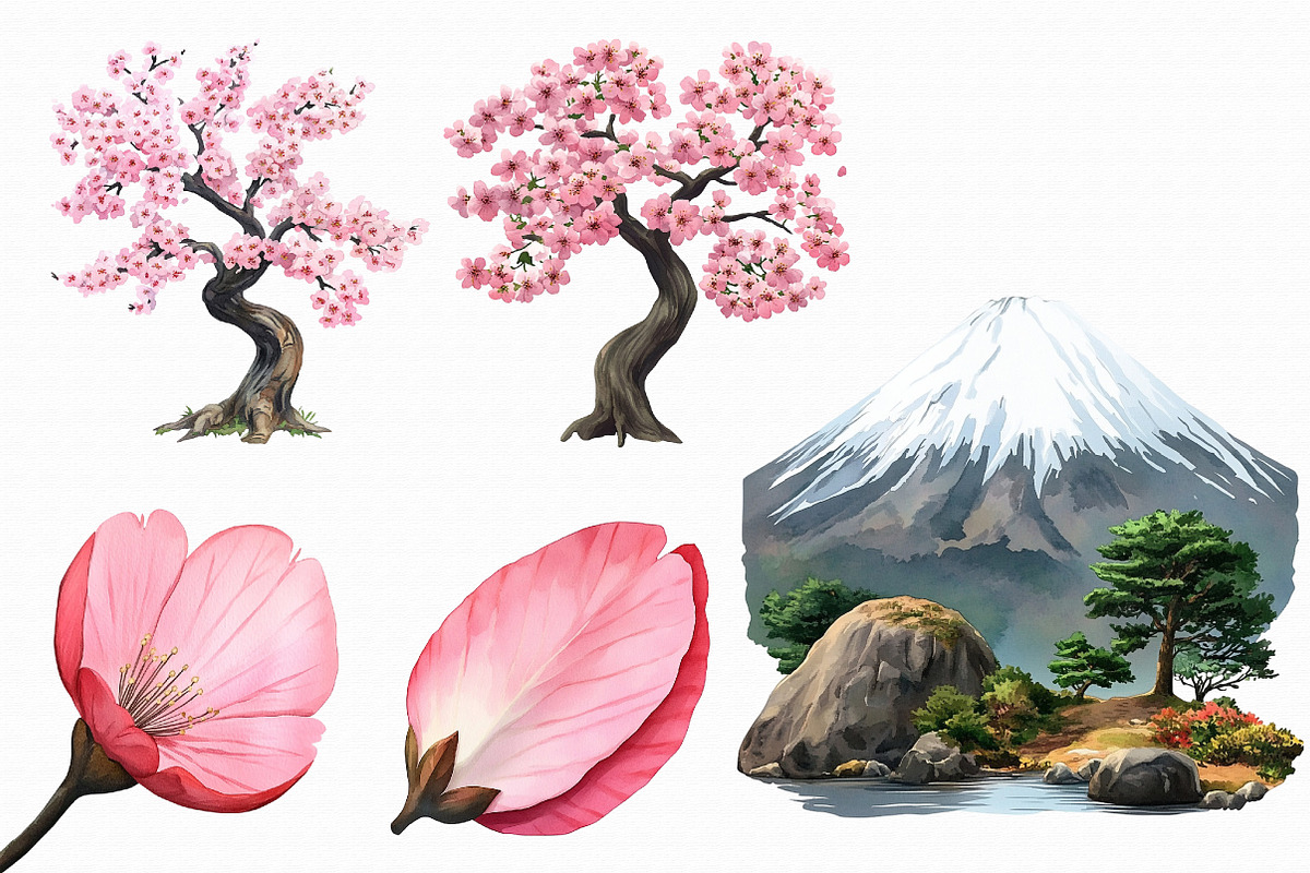 Watercolor Japan Clipart, an Illustration by Libby Wishes (Photo 5 of 5)