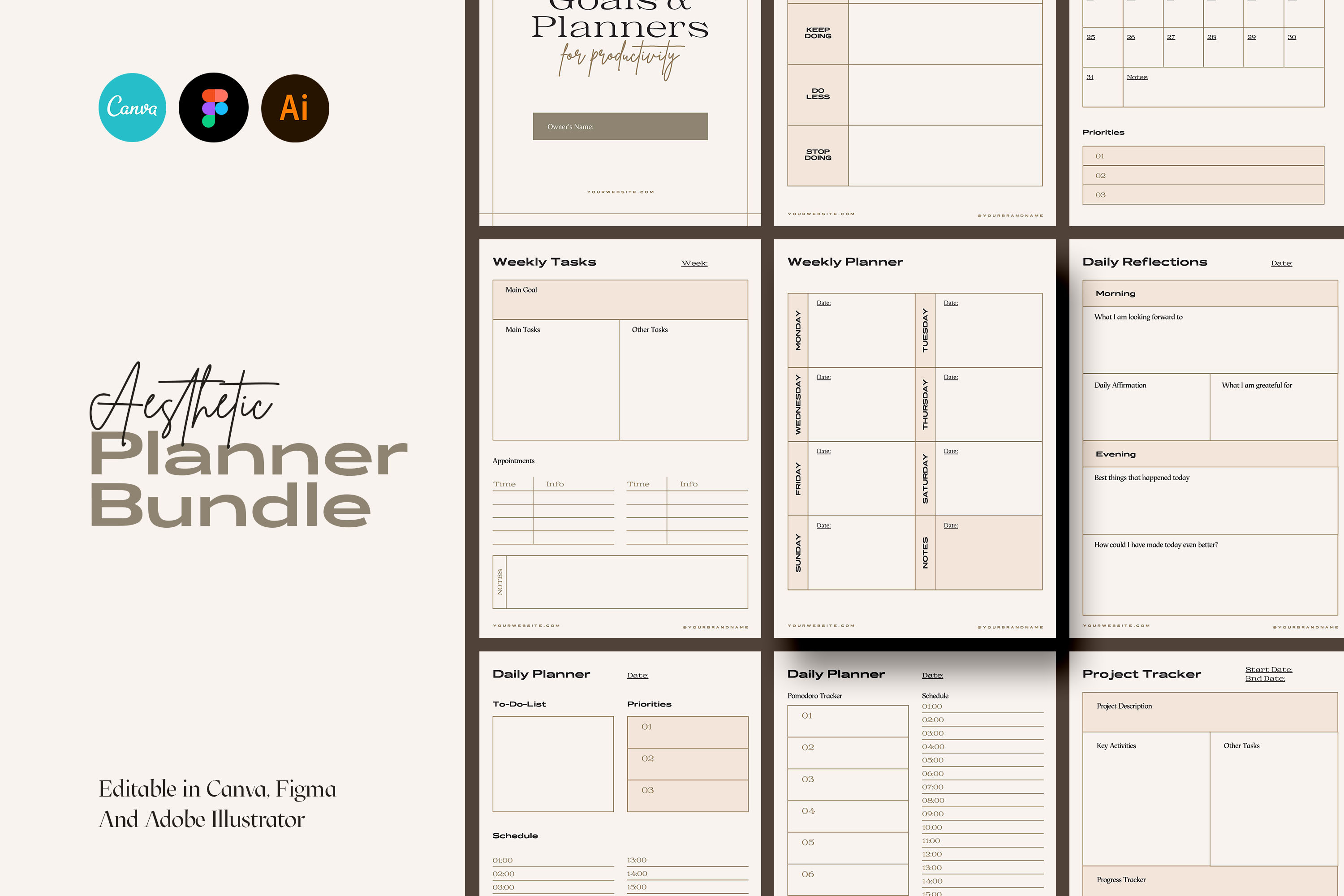 Aesthetic Planner Bundle + More, a Templates & Theme by AndrewPixel