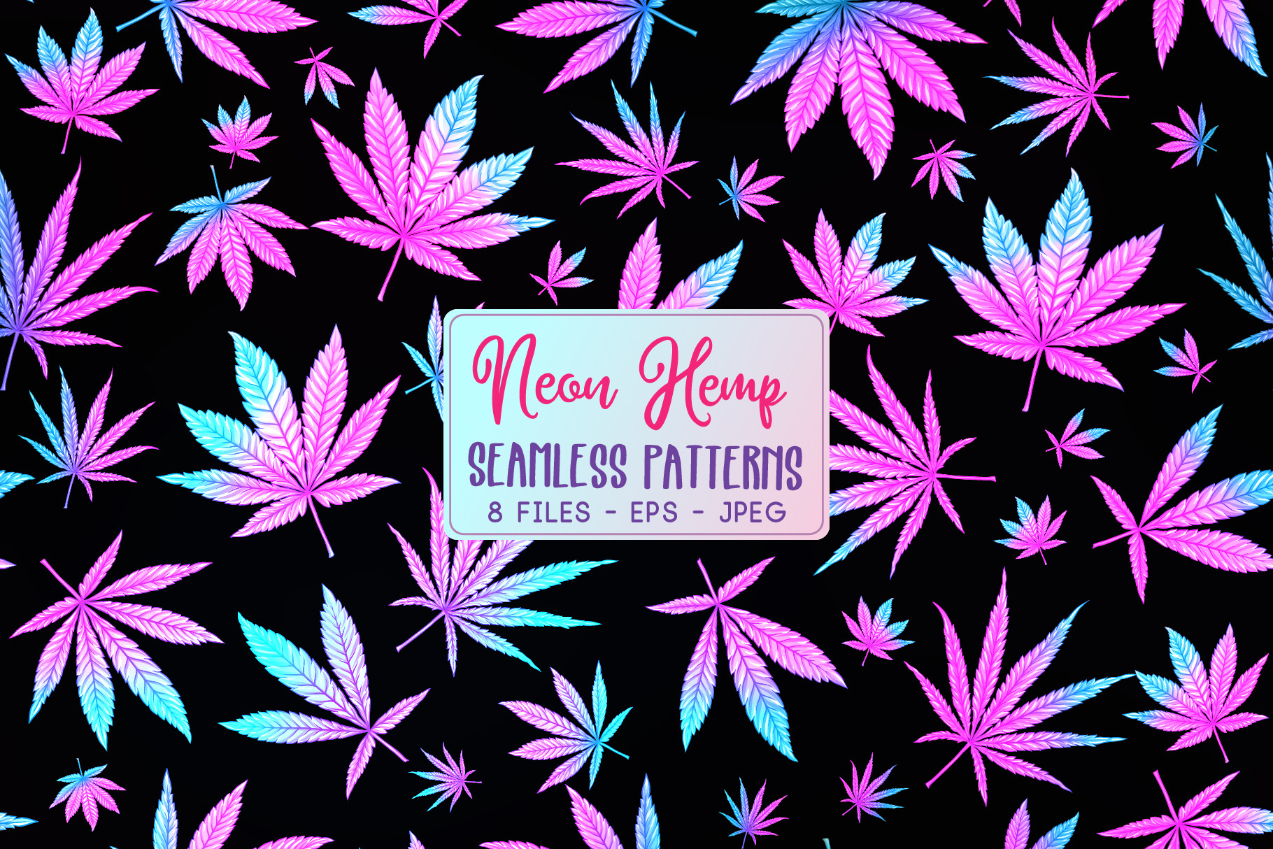Cannabis Leaves Seamless Patterns, a Pattern Graphic by Elen-Lane