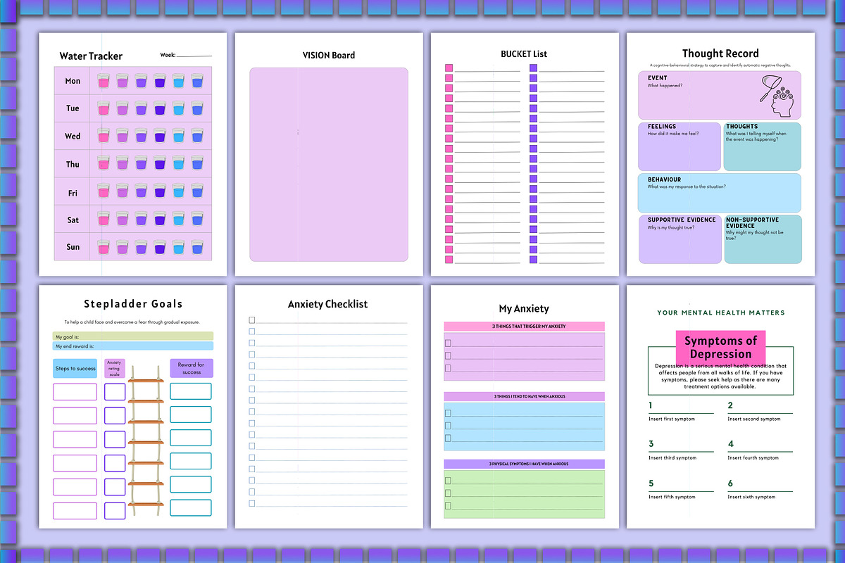 Premium Anxiety &Depression Workbook, a Stationery Template by Shumaya (Photo 5 of 8)