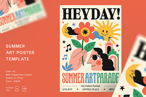 Summer Art Poster Template, a Poster Template by decographstud