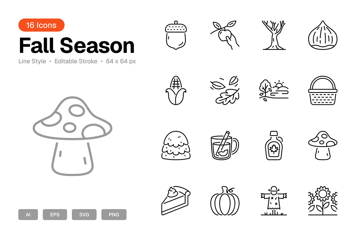 Fall Season Icon Set, an Outline Icon by Eklip Studio (Photo 1 of 3)