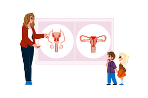 Teacher explaining human, an Education Illustration by pikepicture