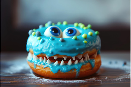 Monster-themed donut with icing and, an Arts & Entertainment Photo by Ylivdesign