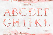 Pink watercolor leaves set. Alphabet, a Decorative Illustration by MiraEl Art (Thumbnail 2 of 15)