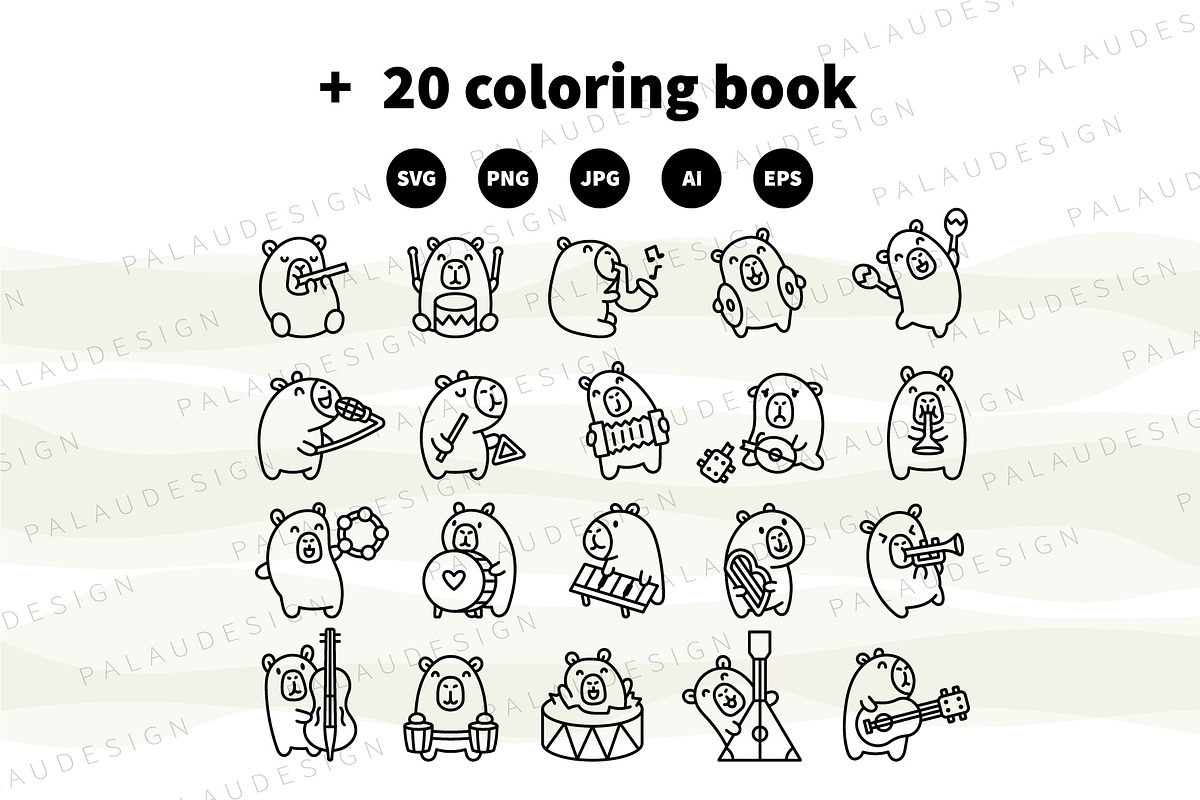 Capybara Music Clipart Set, an Animal Illustration by Palau (Photo 9 of 10)
