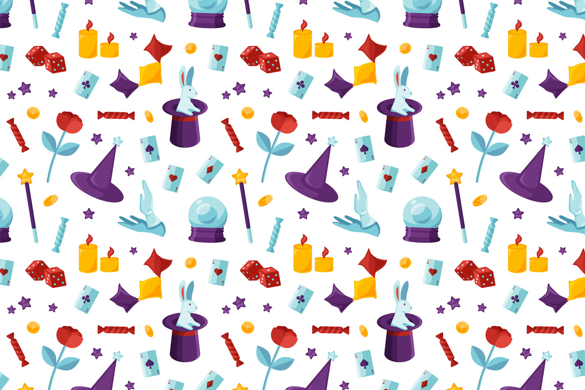 Magic show set, seamless pattern, a Decorative Illustration by Good Studio (Photo 3 of 6)
