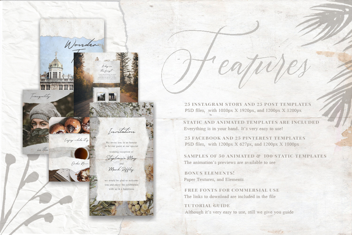 ANIMATED Rustic Paper Instagram Pack, a Social Media Template by Eviory (Photo 3 of 14)