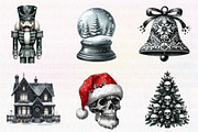 Watercolor Gothic Christmas Clipart, an Illustration by CreationArt (Thumbnail 2 of 7)