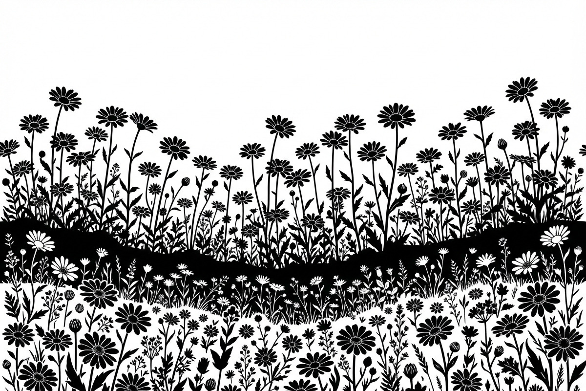 60 Daisy Flower Field Silhouette, a Seasonal Illustration by Amazin_art (Photo 10 of 28)