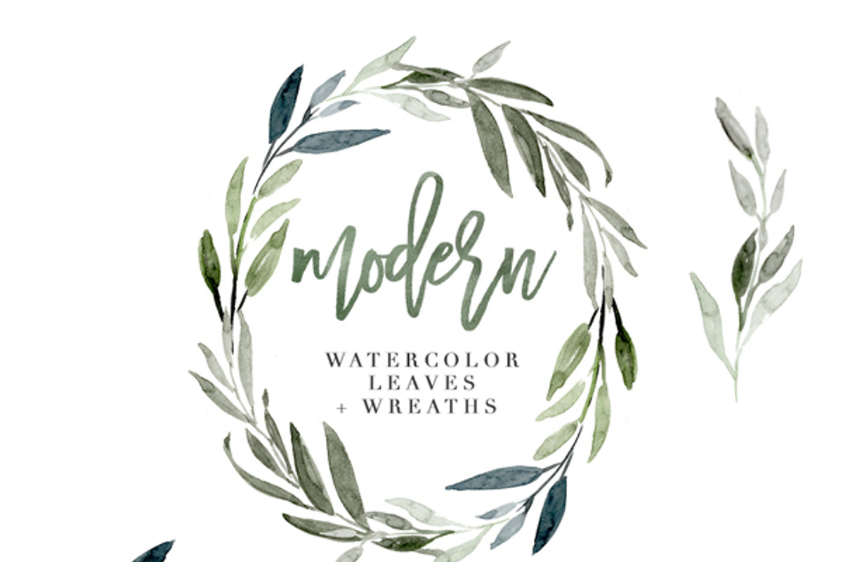 Modern Watercolor Leaves Clipart Set, an Illustration by Essem Creatives (Photo 3 of 6)