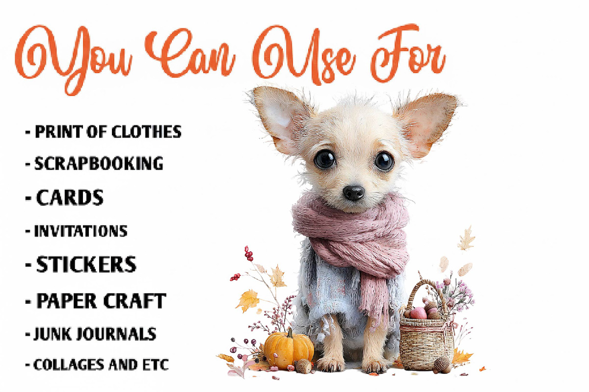 Cute Whimsical Watercolor Fall Dog, a Seasonal Illustration by CreationArt (Photo 5 of 7)