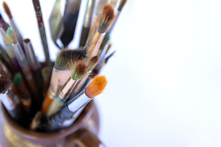 Art brushes in a jug, an Arts & Entertainment Photo by pictures for you