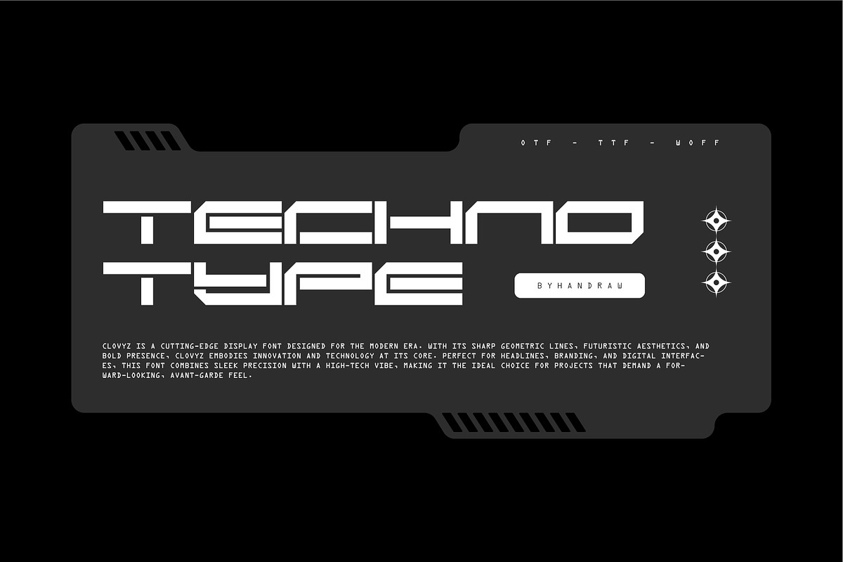 Clovyz - Futuristic Display Font, a Sans Serif Font by Typeagle (Photo 8 of 11)