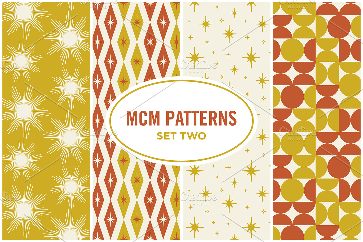 Mid Century Modern Seamless Patterns, a Pattern Graphic by CojoMoxon (Photo 1 of 4)