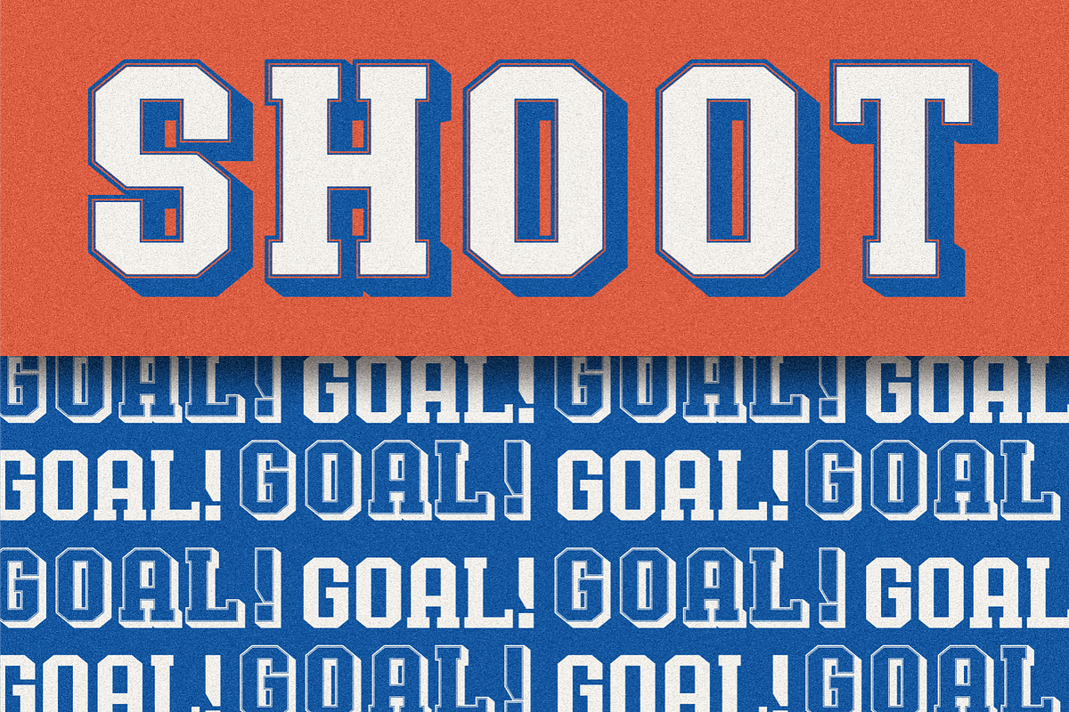 Bullsy College 3D, a Serif Font by Marvadesign (Photo 2 of 7)