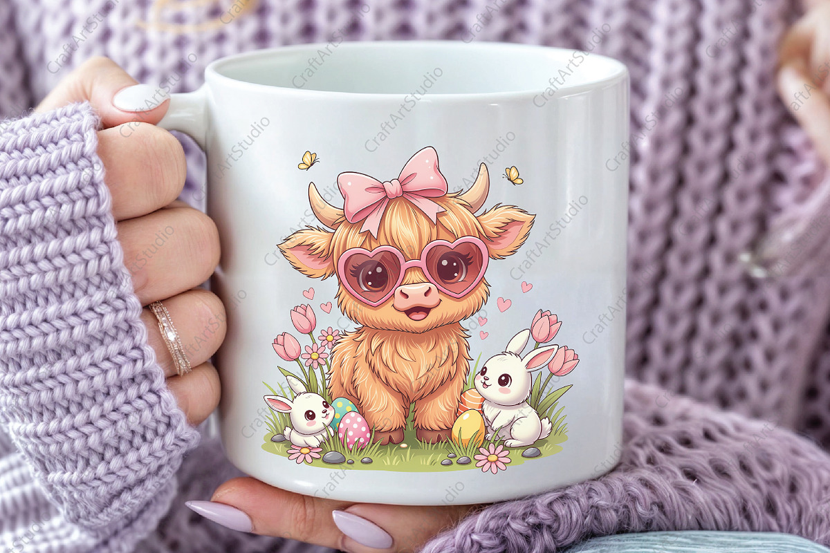 Easter Highland Cow Retro Easter PNG, an Illustration by CraftArtStudio (Photo 3 of 4)