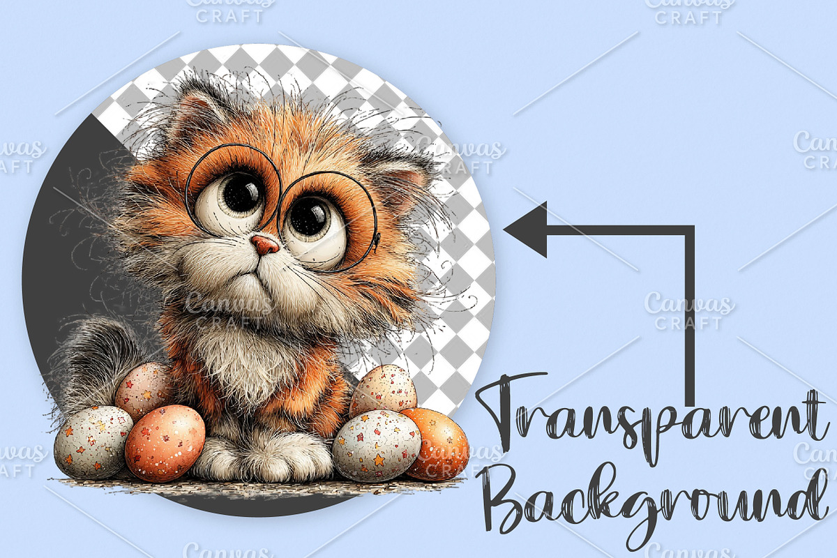 Whimsical Easter Cat Clipart Bundle, an Illustration by Canvas Craft (Photo 2 of 7)