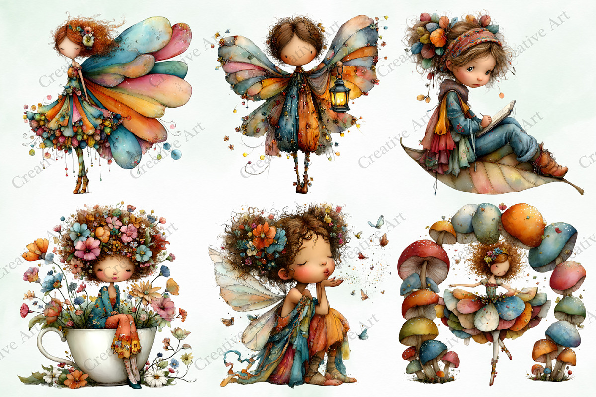 Watercolor Whimsical Fairy Clipart, an Illustration by Creative Art (Photo 7 of 11)