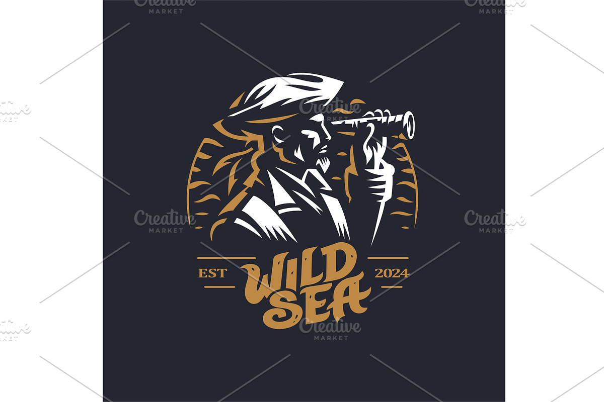 lustrate a emblem-style pirate ship, a Person Illustration by Masterlevsha