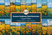 Summer Sunflower Field Illustration, a Decorative Illustration by Housui Patterns (Thumbnail 1 of 12)