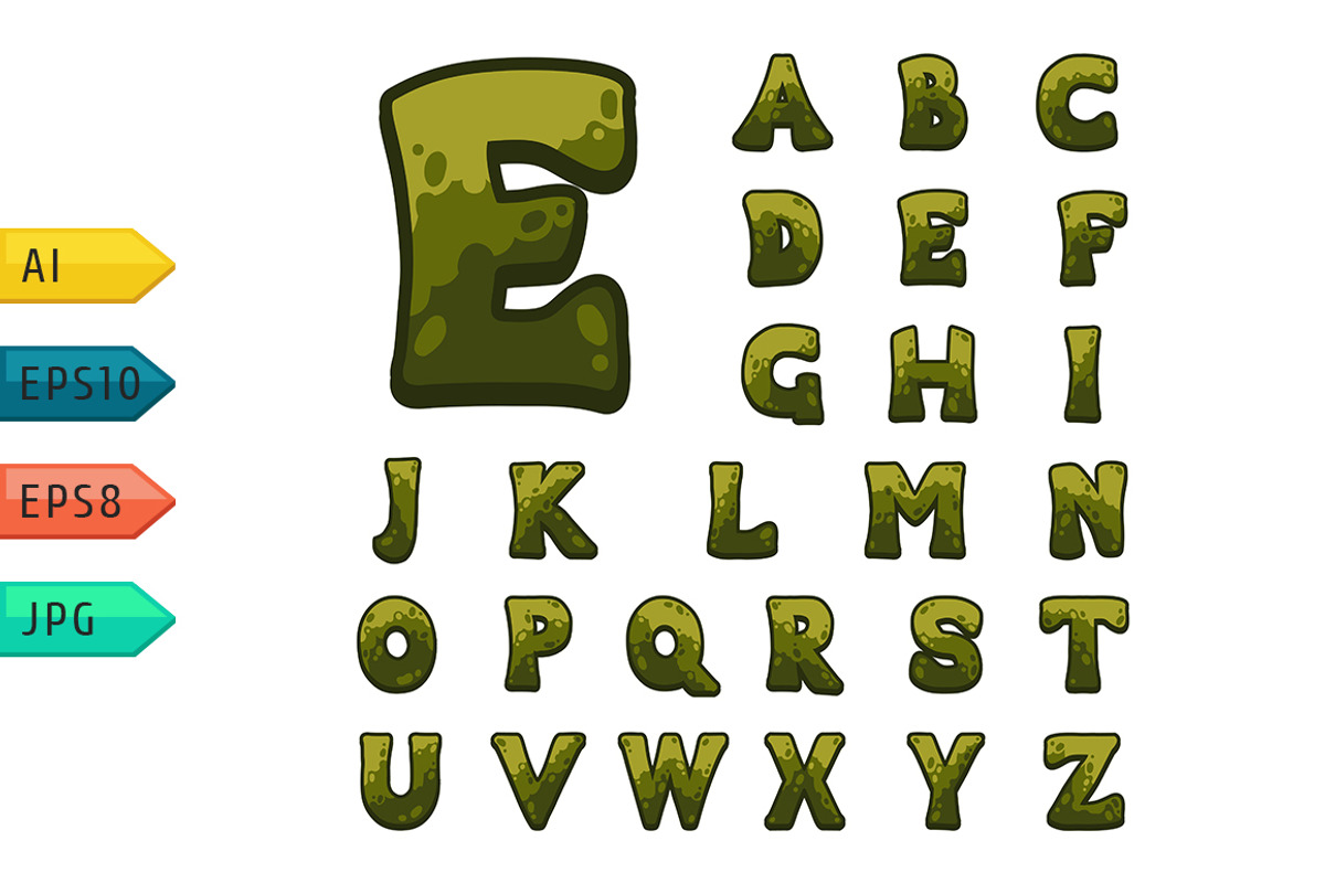 Green wooden game alphabet.