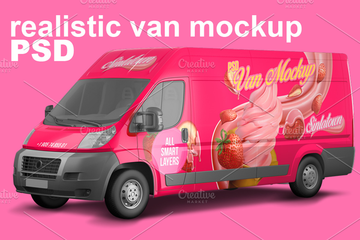 Realistic PSD Van Mockup, a Mockup by Sinlatown (Photo 1 of 6)