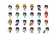 24 x Professions Vector little Girls, an Education Illustration by Beatriz Gascón (Thumbnail 1 of 2)