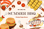 Summer BBQ Clipart + Recipe Page, a Food Illustration by vik.stock (Thumbnail 1 of 5)