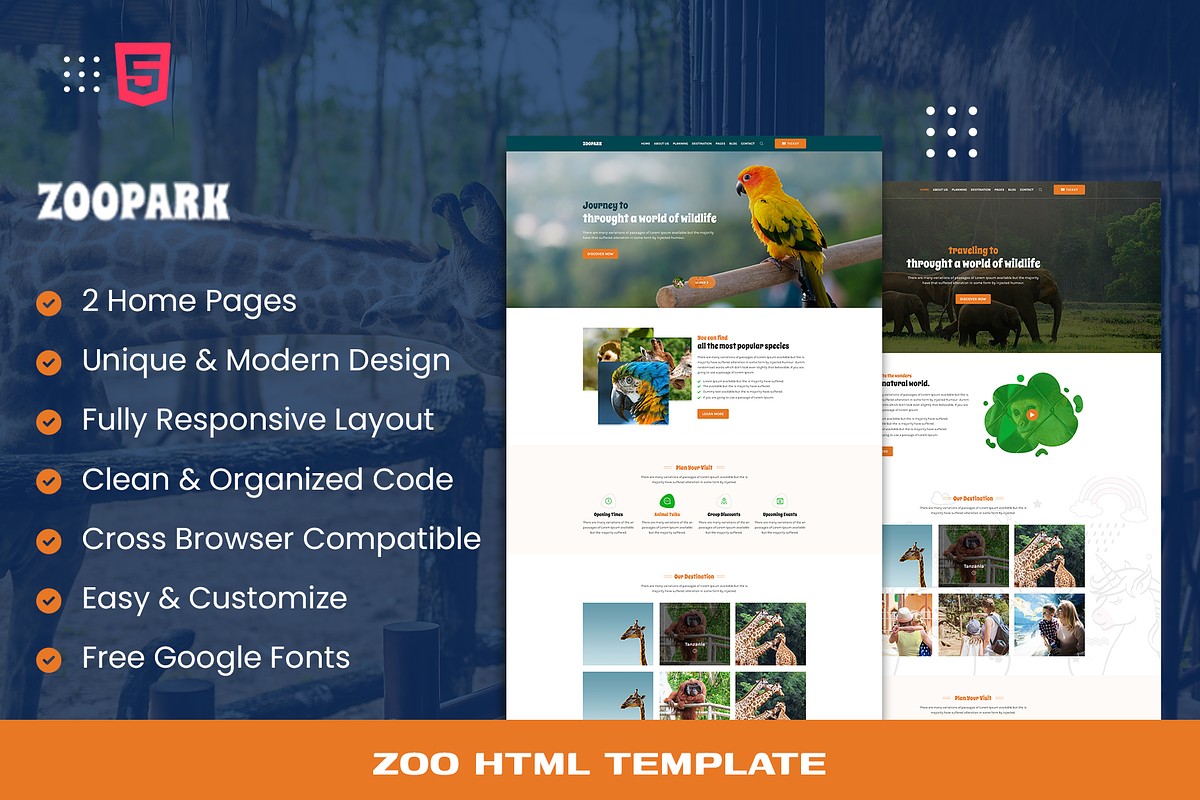 ZooPark -Zoo & Safari Park Website, a HTML Template by THESOFTKING (Photo 1 of 3)