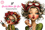 Watercolor Quirky Make Up Girl Clipa, an Illustration by CreationArt (Thumbnail 1 of 7)