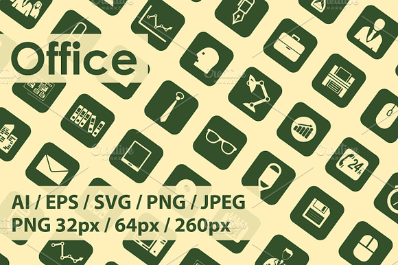 Set Of Office Simple Icons