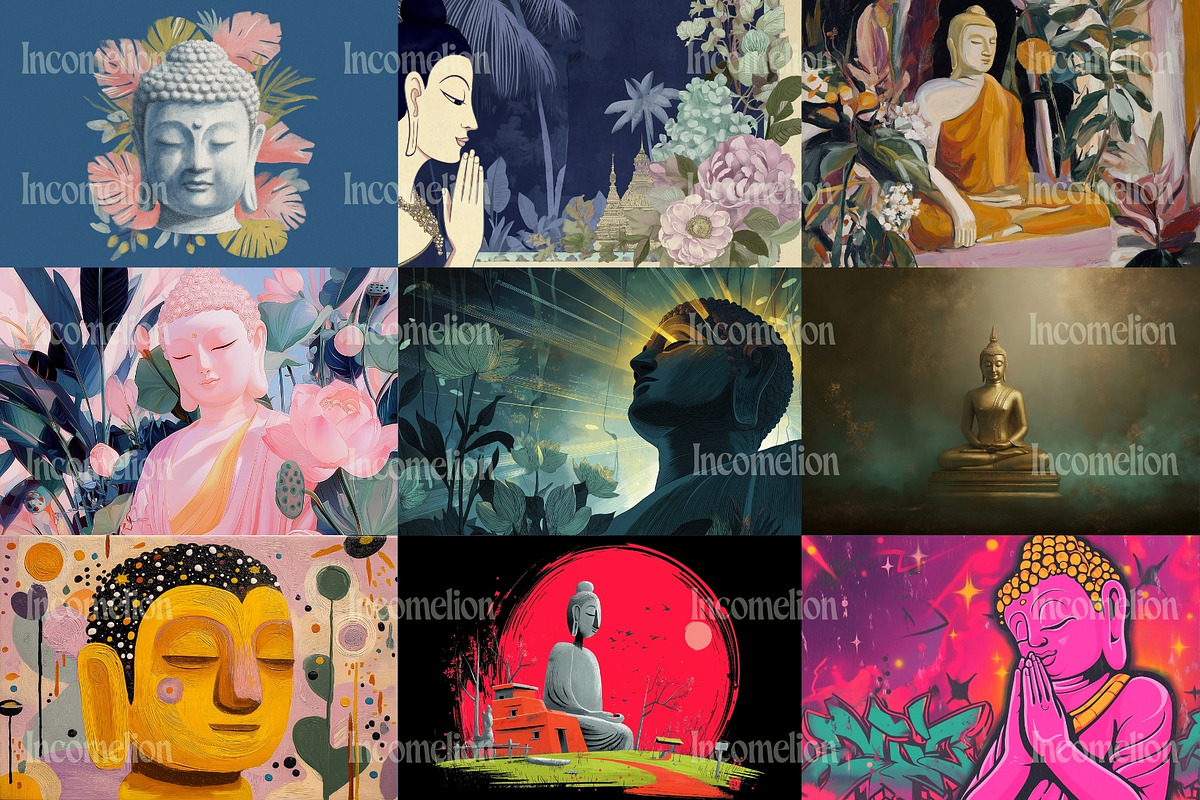 150 Spiritual Buddha Illustrations, a Decorative Illustration by Incomelion (Photo 2 of 21)