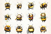 Bumblebee Clipart Bundle, an Illustration by DreamCafeArt (Thumbnail 4 of 5)