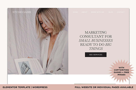 Sadie Elementor Website Template, a WordPress Template by Jordanne Co. Websites